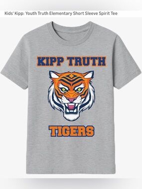 French Toast Gray Short Sleeve Tee with Orange & Navy Tiger Graphic